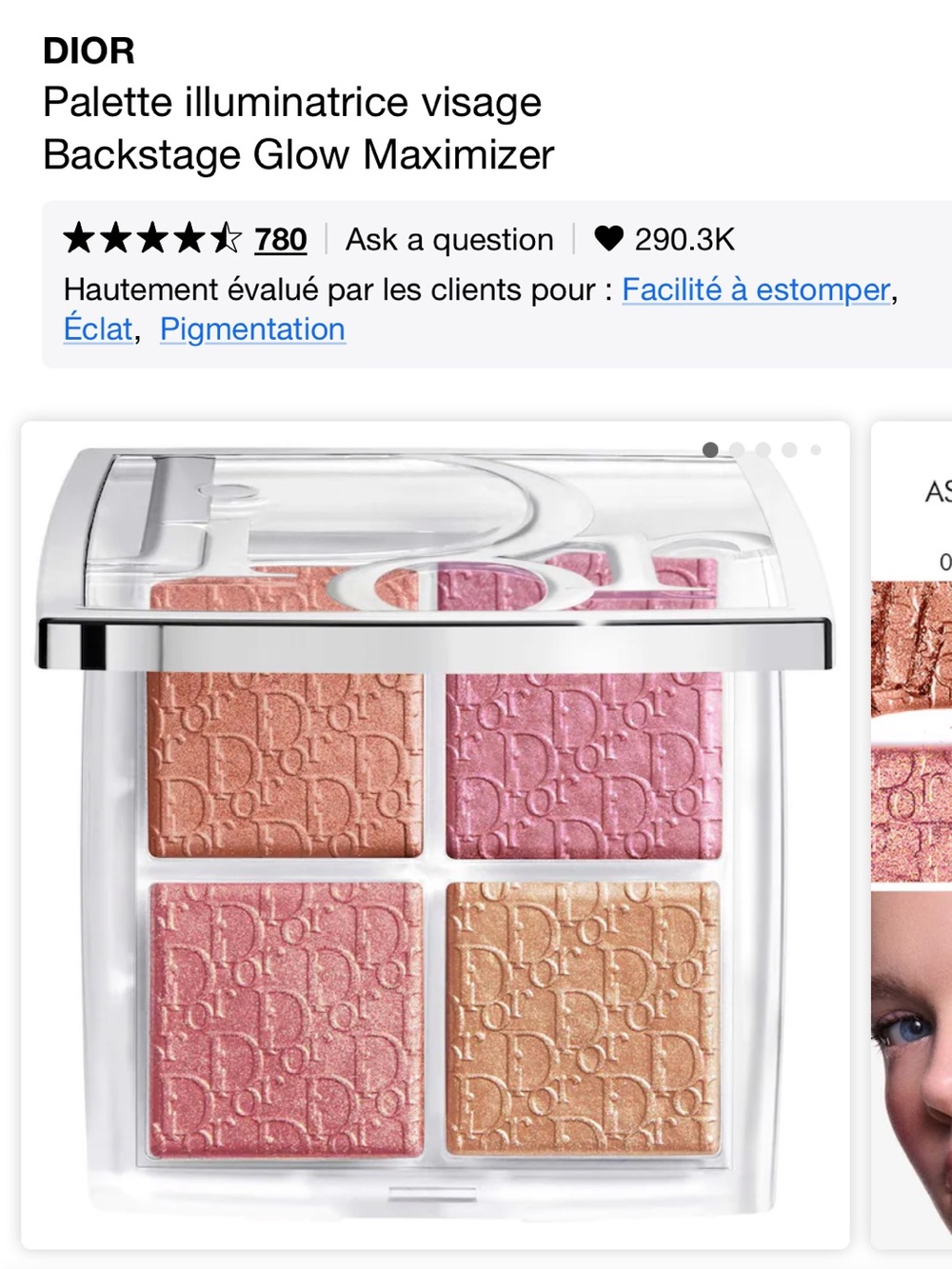 Dior Backstage Glow Maximizer Palette — White, Gold, Pink, Bronze